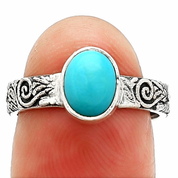 Sleeping Beauty Turquoise Ring size-7 SDR235181 R-1055, 6x8 mm