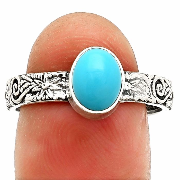 Sleeping Beauty Turquoise Ring size-9 SDR235187 R-1055, 6x8 mm