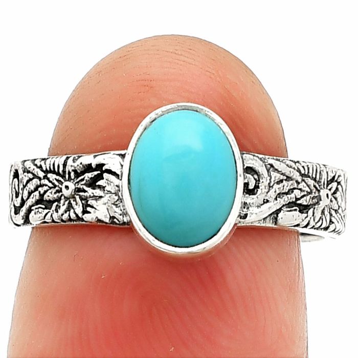 Sleeping Beauty Turquoise Ring size-7 SDR235199 R-1055, 6x8 mm