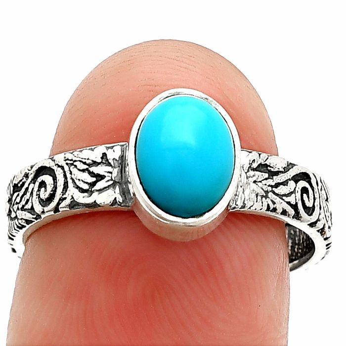 Sleeping Beauty Turquoise Ring size-8 SDR235200 R-1055, 6x8 mm