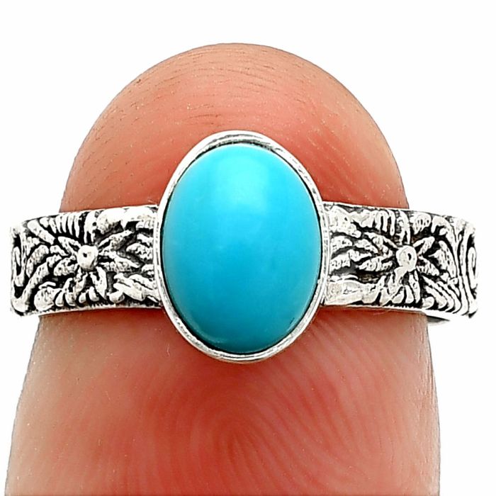 Sleeping Beauty Turquoise Ring size-6 SDR235210 R-1055, 6x8 mm