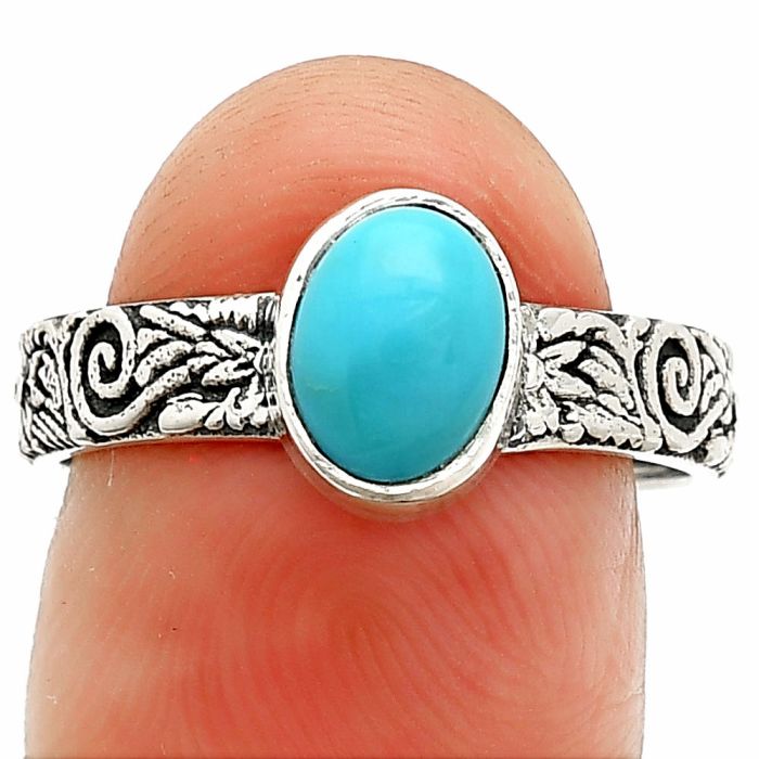 Sleeping Beauty Turquoise Ring size-8 SDR235211 R-1055, 6x8 mm