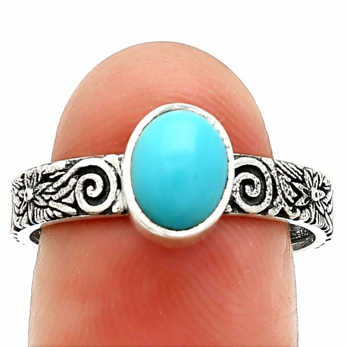 Sleeping Beauty Turquoise Ring size-9 SDR235223 R-1055, 6x8 mm