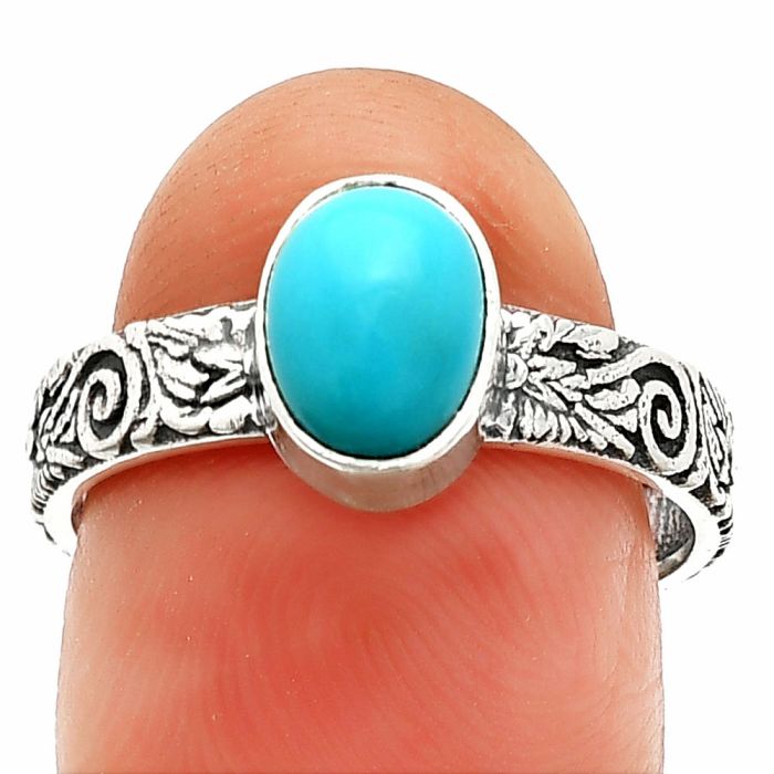 Sleeping Beauty Turquoise Ring size-8 SDR235228 R-1055, 6x8 mm