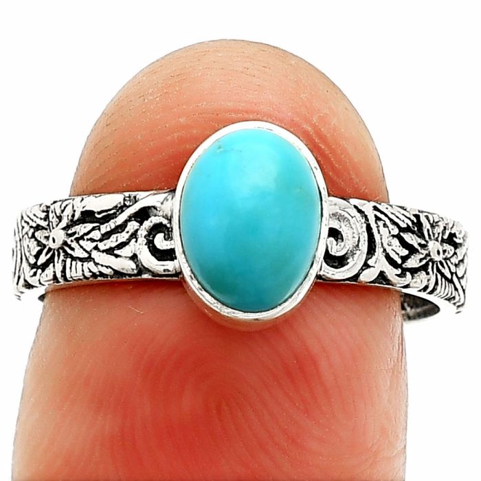 Sleeping Beauty Turquoise Ring size-8 SDR235229 R-1055, 6x8 mm