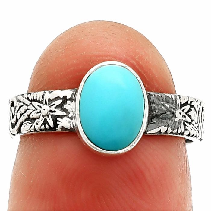 Sleeping Beauty Turquoise Ring size-6 SDR235231 R-1055, 6x8 mm