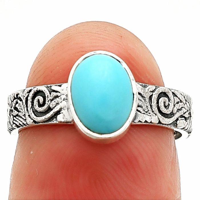 Sleeping Beauty Turquoise Ring size-6 SDR235237 R-1055, 6x8 mm