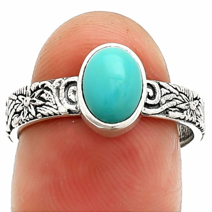 Sleeping Beauty Turquoise Ring size-8 SDR235238 R-1055, 6x8 mm