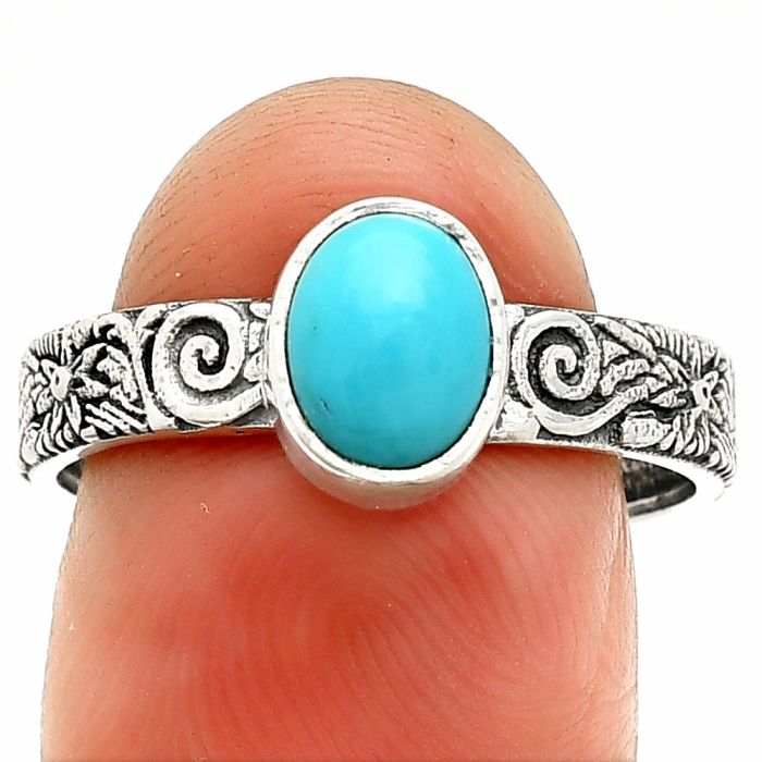 Sleeping Beauty Turquoise Ring size-9 SDR235239 R-1055, 6x8 mm