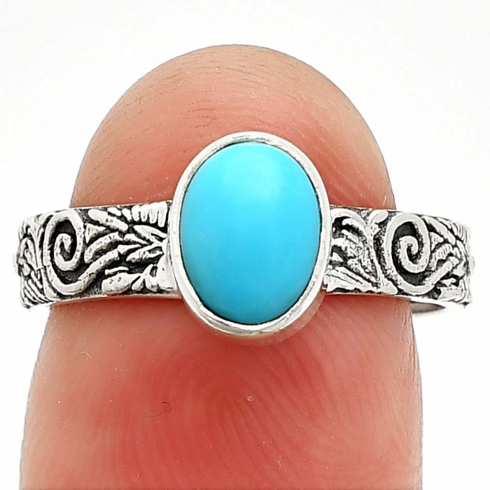 Sleeping Beauty Turquoise Ring size-7 SDR235247 R-1055, 6x8 mm