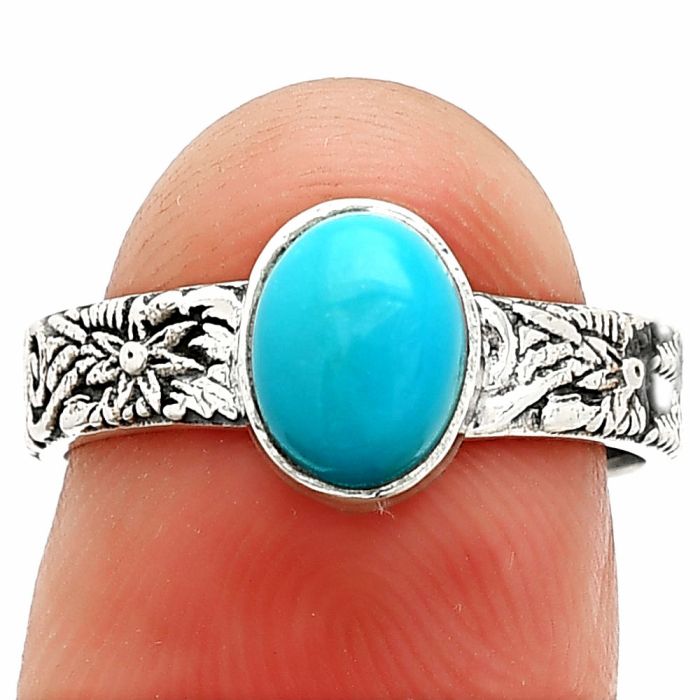 Sleeping Beauty Turquoise Ring size-7 SDR235253 R-1055, 6x8 mm