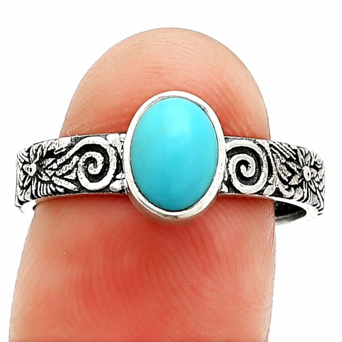 Sleeping Beauty Turquoise Ring size-9 SDR235255 R-1055, 6x8 mm