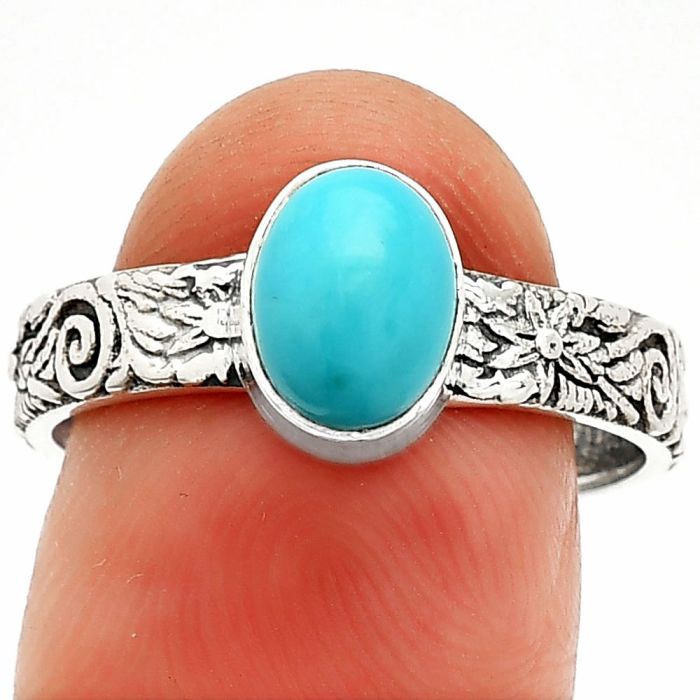 Sleeping Beauty Turquoise Ring size-9 SDR235268 R-1055, 6x8 mm