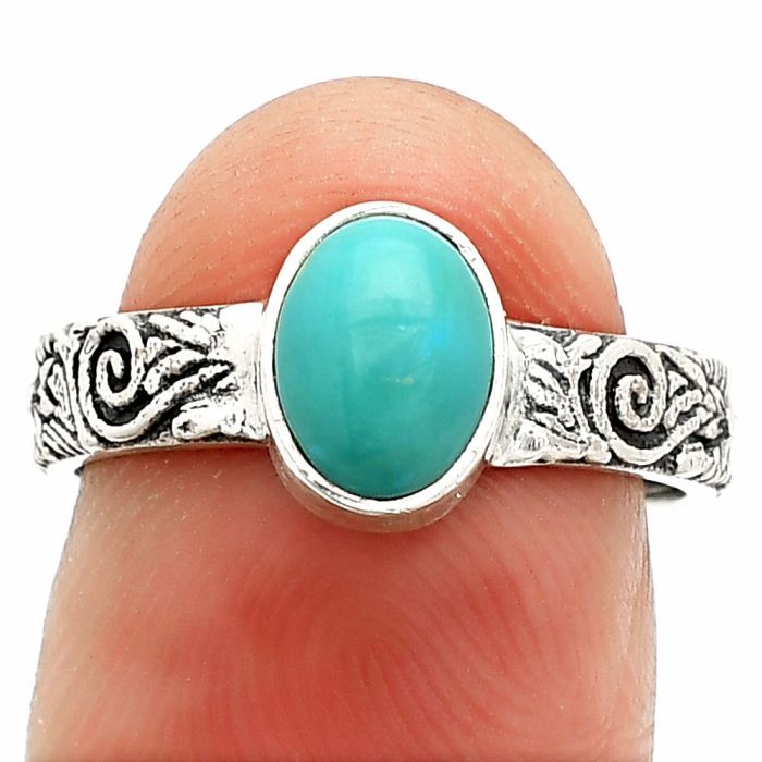 Sleeping Beauty Turquoise Ring size-7 SDR235273 R-1055, 6x8 mm