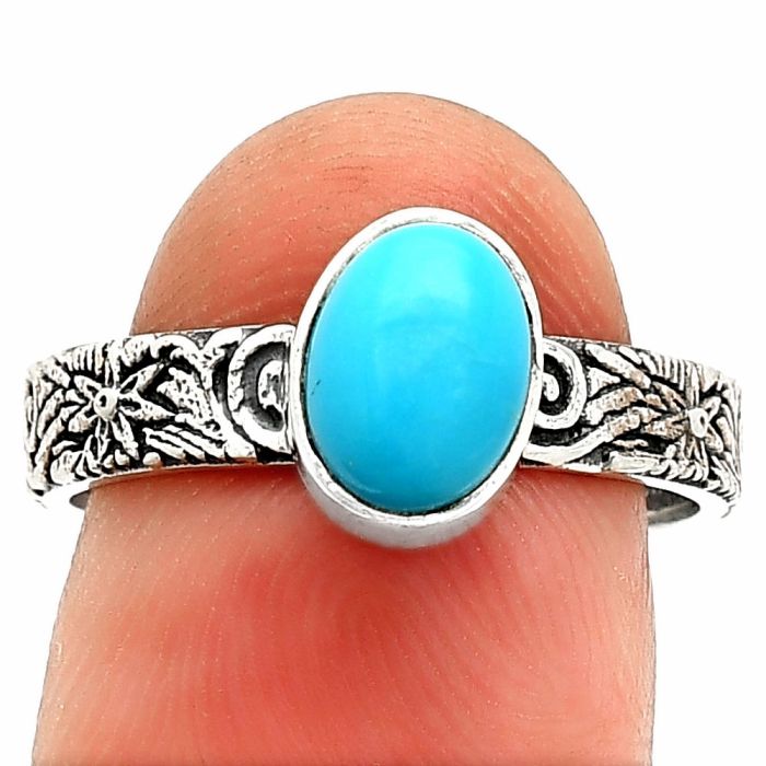 Sleeping Beauty Turquoise Ring size-8 SDR235277 R-1055, 6x8 mm