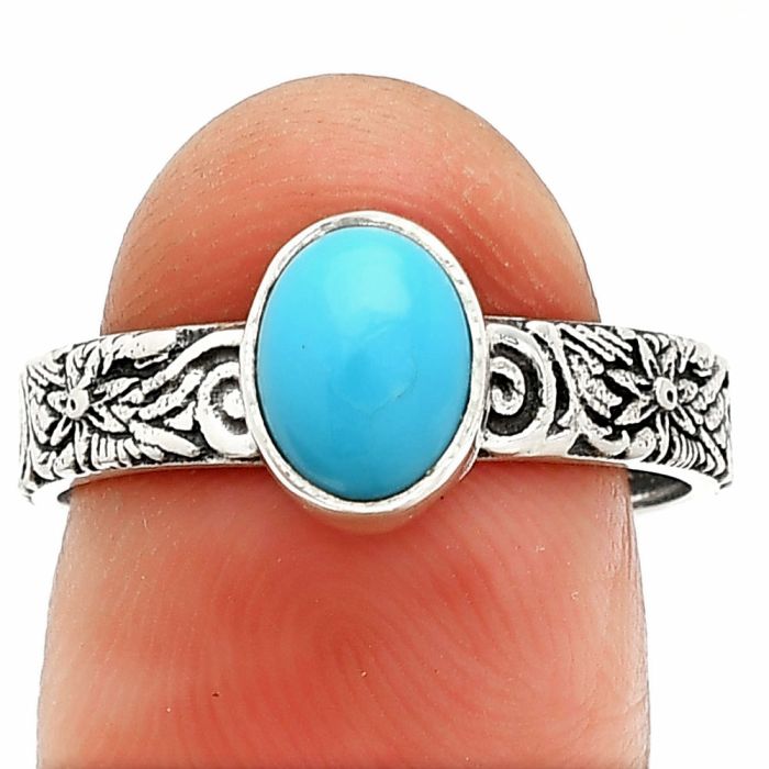 Sleeping Beauty Turquoise Ring size-8 SDR235283 R-1055, 6x8 mm