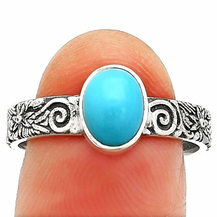 Sleeping Beauty Turquoise Ring size-9 SDR235284 R-1055, 6x8 mm