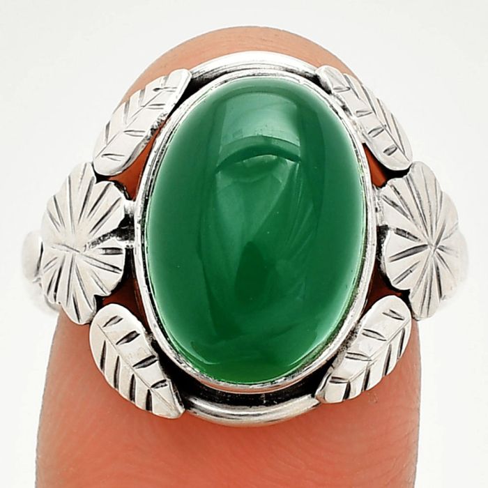 Green Onyx Ring size-9 SDR235459 R-1352, 10x14 mm