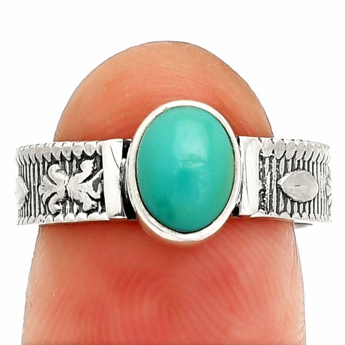Sleeping Beauty Turquoise Ring size-7 SDR235501 R-1058, 6x8 mm