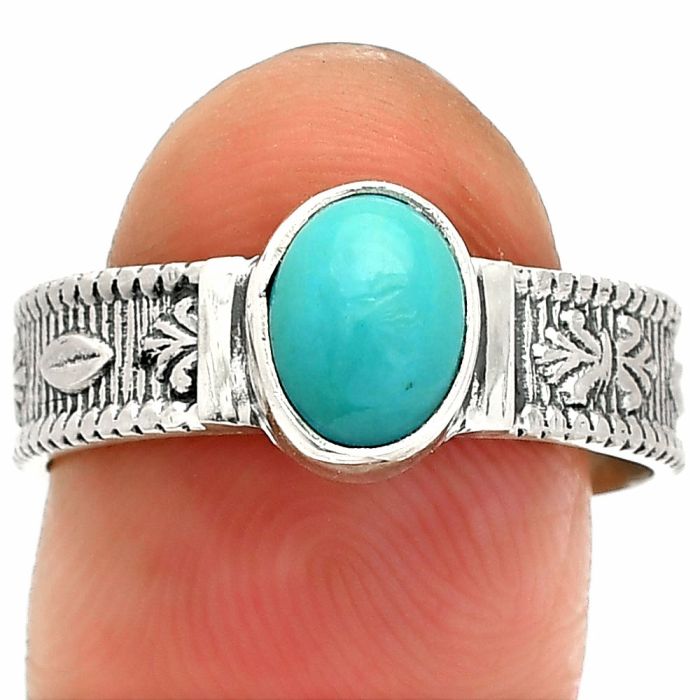 Sleeping Beauty Turquoise Ring size-9 SDR235503 R-1058, 6x8 mm