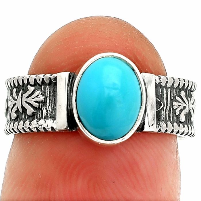 Sleeping Beauty Turquoise Ring size-6 SDR235516 R-1058, 6x8 mm