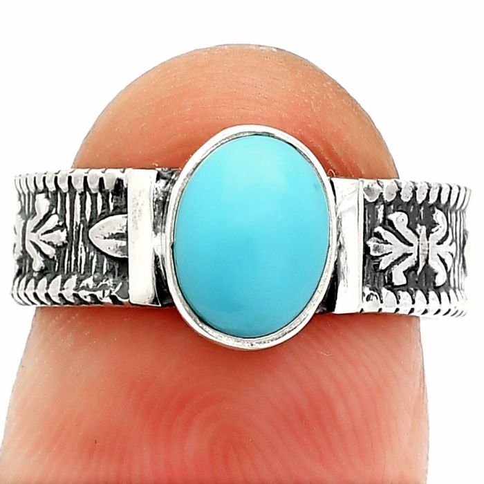 Sleeping Beauty Turquoise Ring size-6 SDR235525 R-1058, 6x8 mm