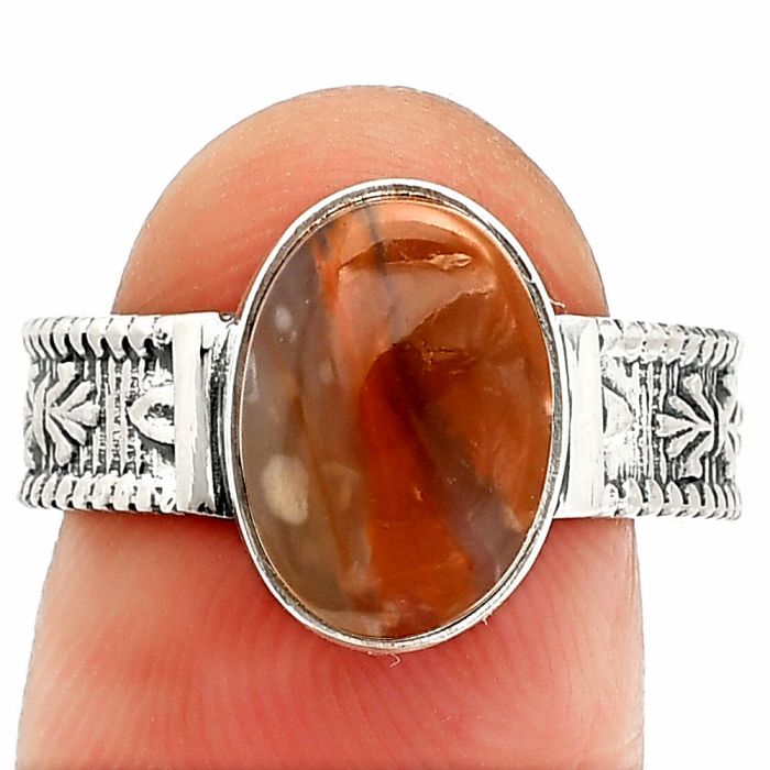 Red Moss Agate Ring size-8 SDR235539 R-1058, 8x12 mm