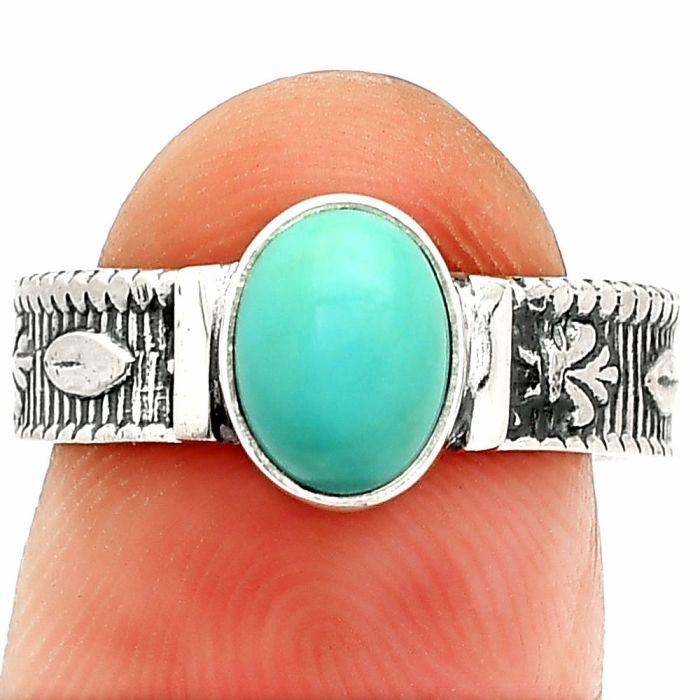 Sleeping Beauty Turquoise Ring size-7 SDR235542 R-1058, 6x8 mm