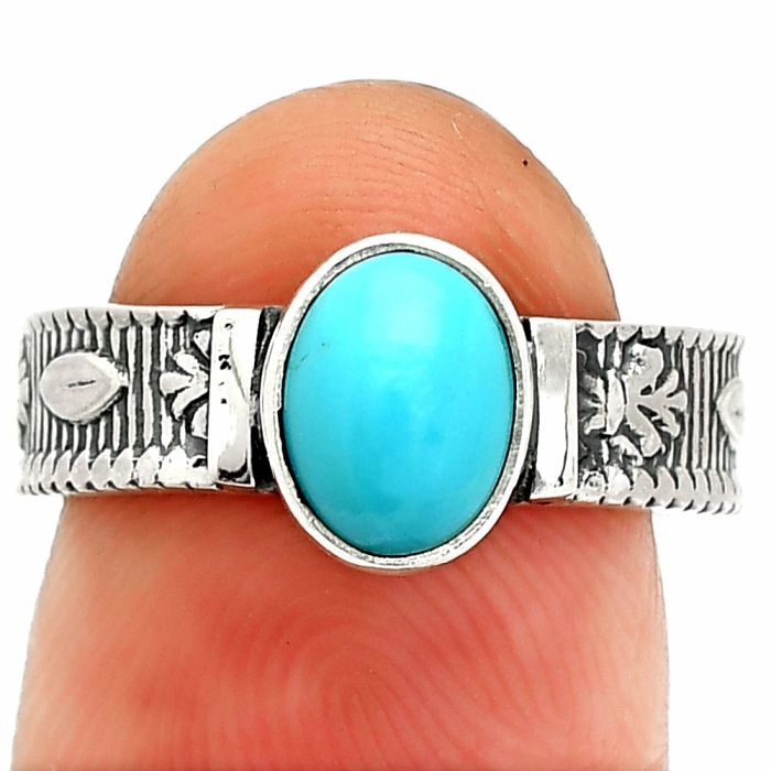 Sleeping Beauty Turquoise Ring size-7 SDR235546 R-1058, 6x8 mm
