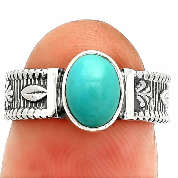 Sleeping Beauty Turquoise Ring size-6 SDR235547 R-1058, 6x8 mm