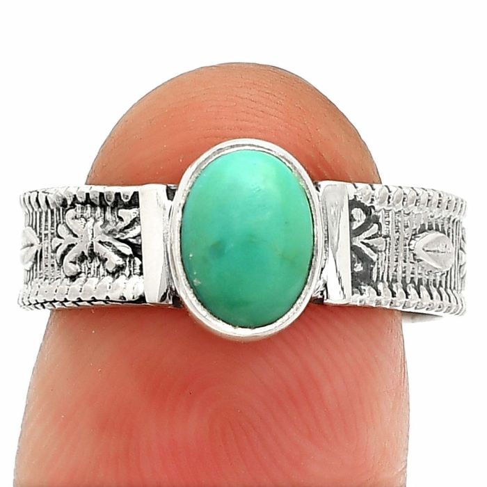 Sleeping Beauty Turquoise Ring size-8 SDR235548 R-1058, 6x8 mm