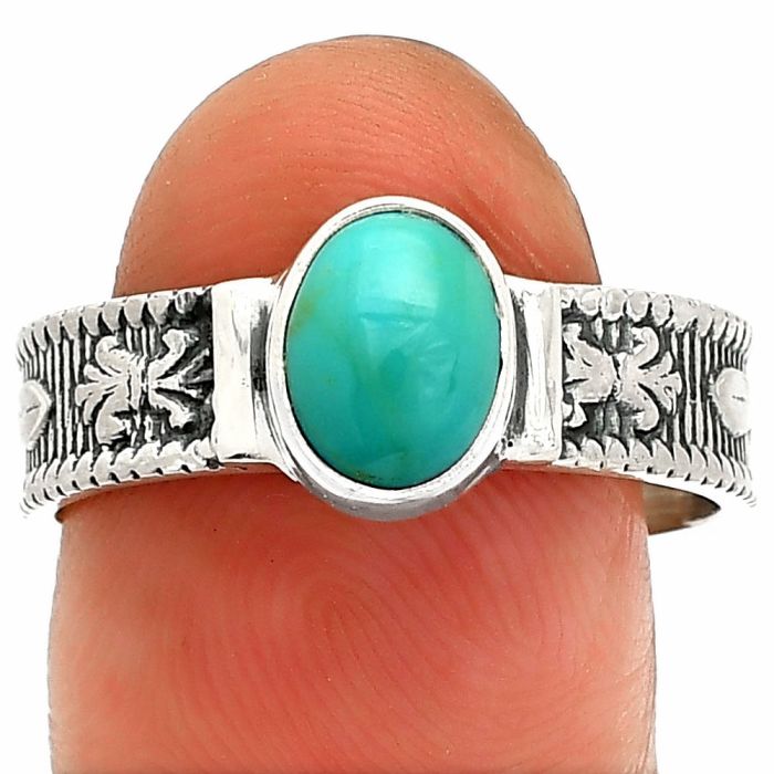 Sleeping Beauty Turquoise Ring size-9 SDR235566 R-1058, 6x8 mm