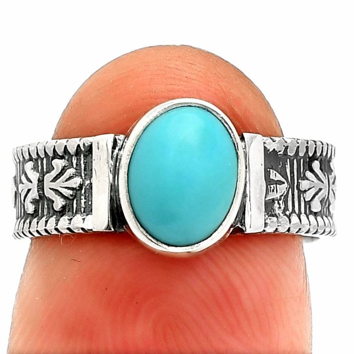 Sleeping Beauty Turquoise Ring size-6 SDR235568 R-1058, 6x8 mm