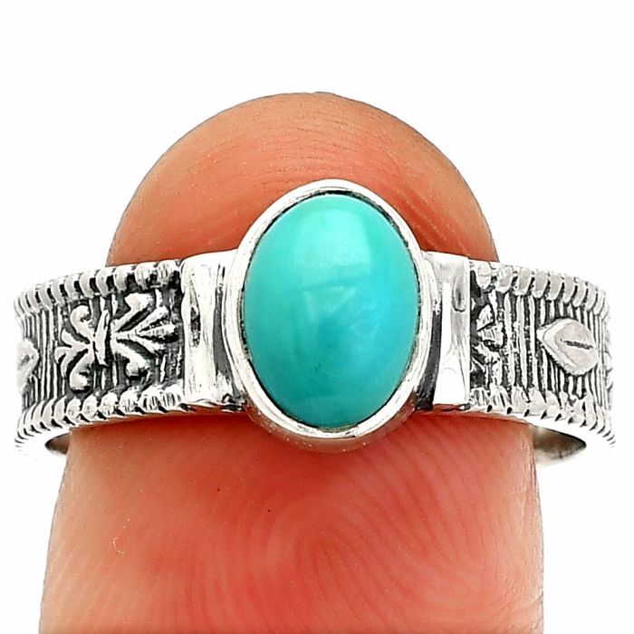 Sleeping Beauty Turquoise Ring size-9 SDR235571 R-1058, 6x8 mm