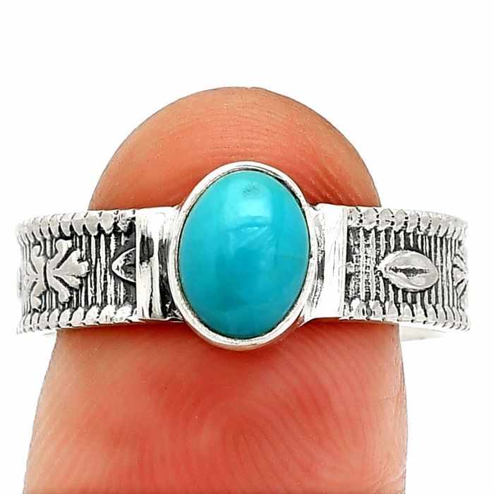 Sleeping Beauty Turquoise Ring size-9 SDR235572 R-1058, 6x8 mm