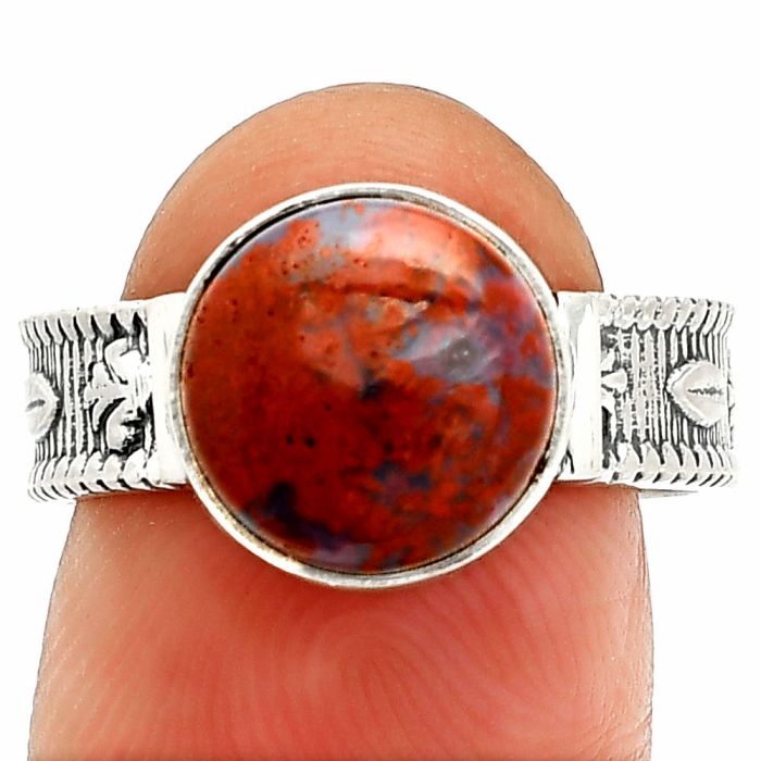 Red Moss Agate Ring size-8 SDR235576 R-1058, 10x10 mm