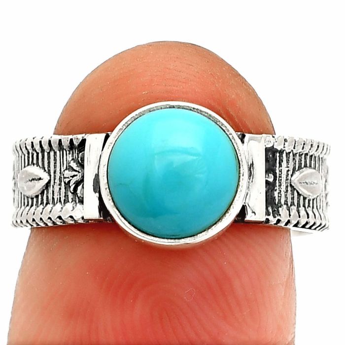 Sleeping Beauty Turquoise Ring size-7 SDR235620 R-1058, 8x8 mm