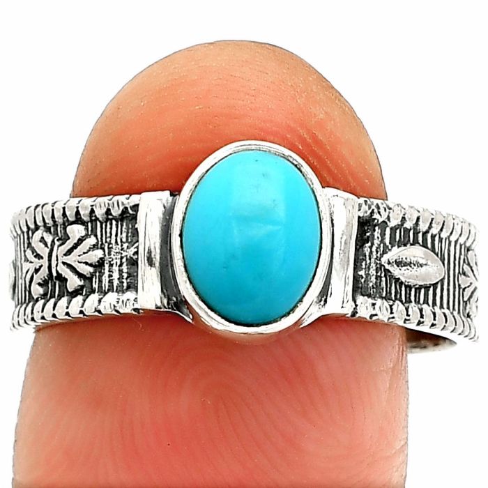 Sleeping Beauty Turquoise Ring size-9 SDR235624 R-1058, 6x8 mm