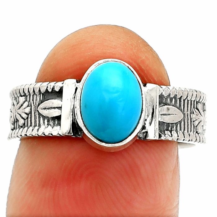 Sleeping Beauty Turquoise Ring size-8 SDR235625 R-1058, 6x8 mm