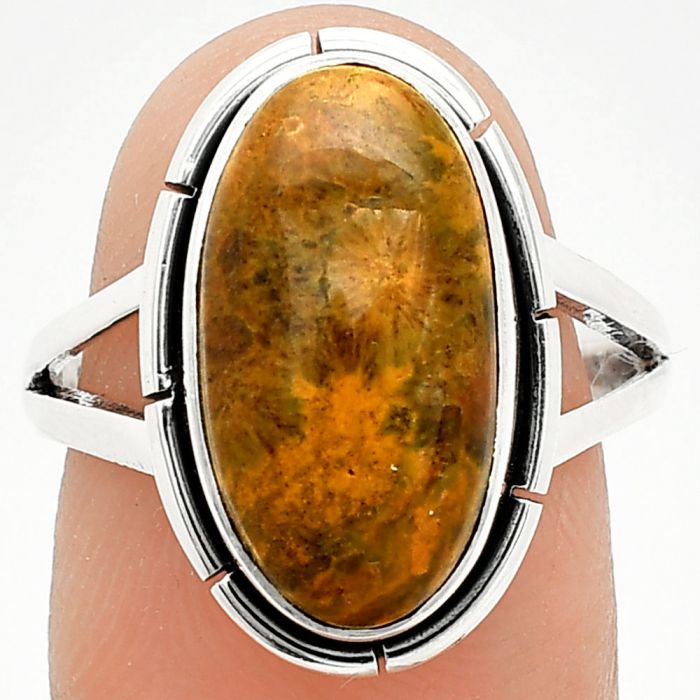 Red Moss Agate Ring size-8 SDR235719 R-1012, 9x17 mm