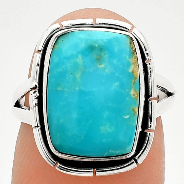 Natural Rare Turquoise Nevada Aztec Mt Ring size-6.5 SDR235775 R-1012, 10x14 mm