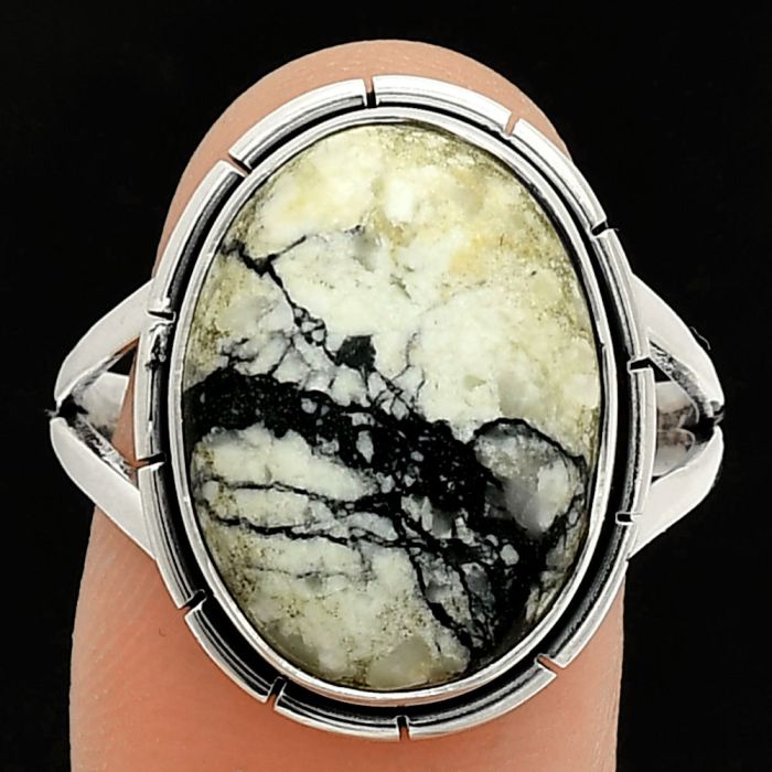 Authentic White Buffalo Turquoise Nevada Ring size-10 SDR235845 R-1012, 13x18 mm