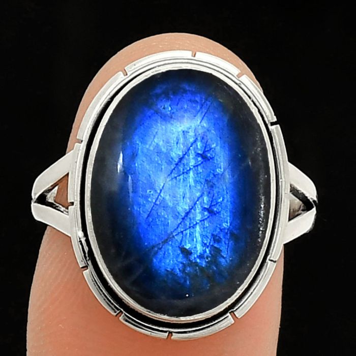 Blue Fire Labradorite Ring size-8 SDR235852 R-1012, 12x17 mm