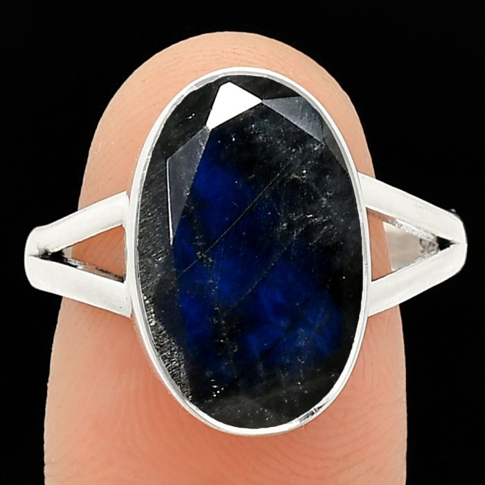 Faceted Blue Fire Labradorite Ring size-9.5 SDR235899 R-1002, 11x16 mm