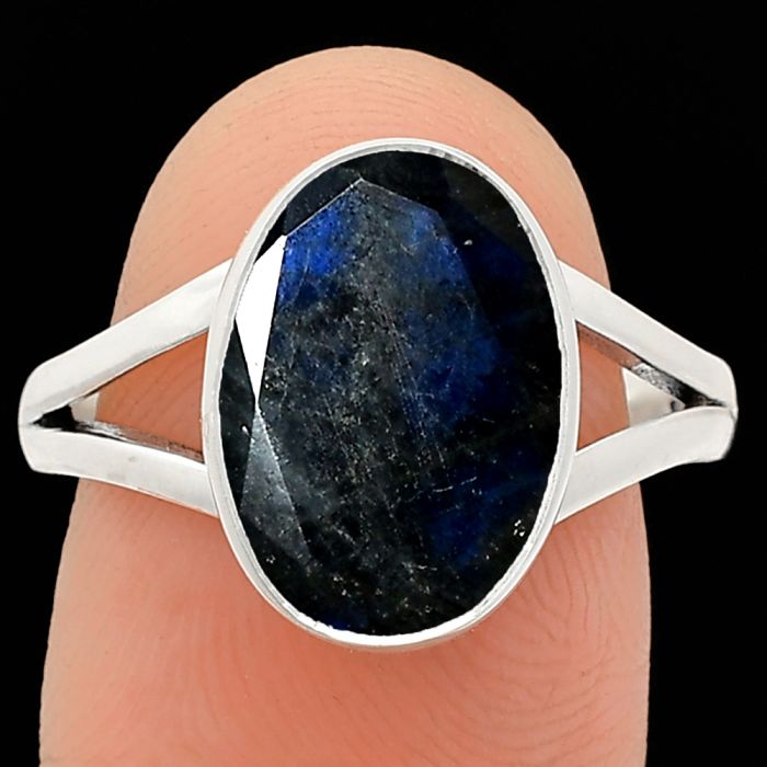 Faceted Blue Fire Labradorite Ring size-9 SDR235918 R-1002, 9x13 mm