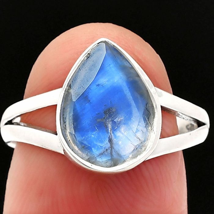 Faceted Rainbow Moonstone Ring size-8 SDR235942 R-1002, 9x12 mm