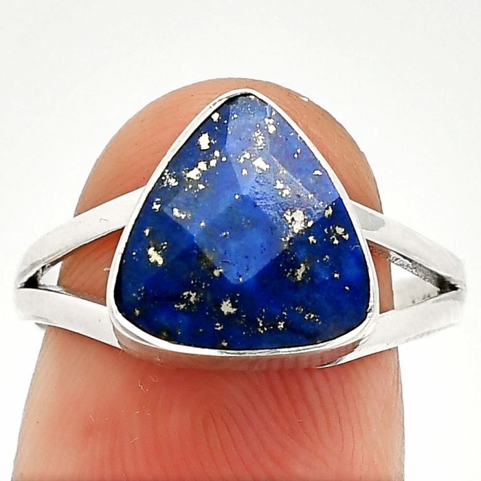 Faceted Lapis Lazuli Ring size-8 SDR235980 R-1002, 10x10 mm