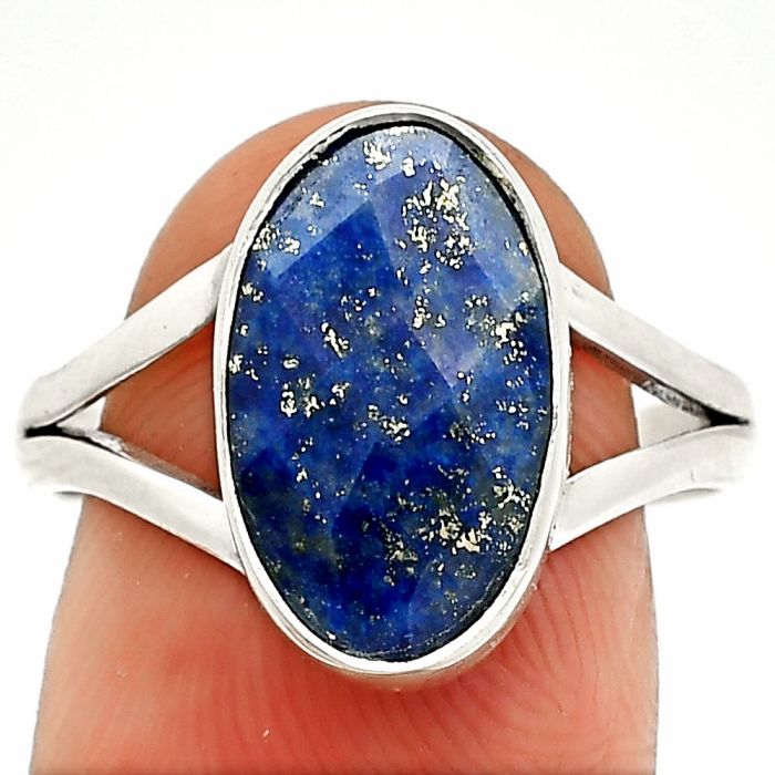 Faceted Lapis Lazuli Ring size-9 SDR235983 R-1002, 9x15 mm