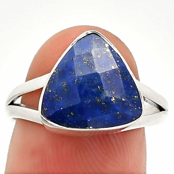 Faceted Lapis Lazuli Ring size-8 SDR235985 R-1002, 11x11 mm