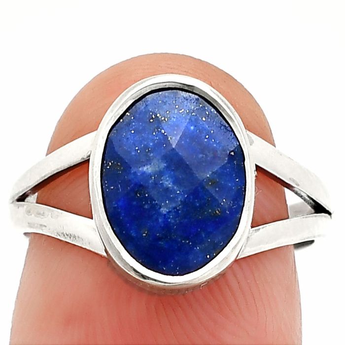 Faceted Lapis Lazuli Ring size-7 SDR235992 R-1002, 8x11 mm